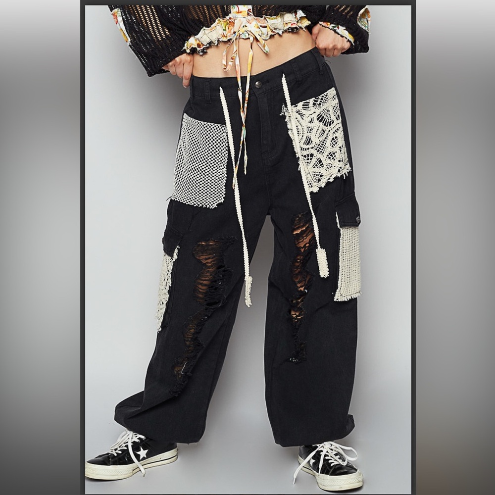 POL Distressed black joggers